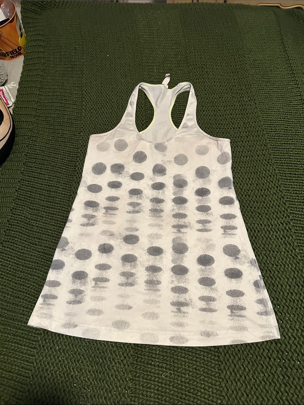 lululemon athletica White Racerback Tank with Gray Dot Gradient